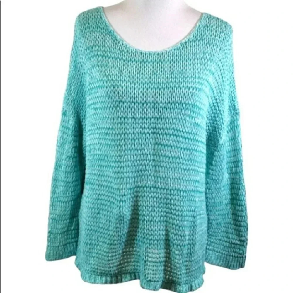 Gap XL green/white loose knit sweater
